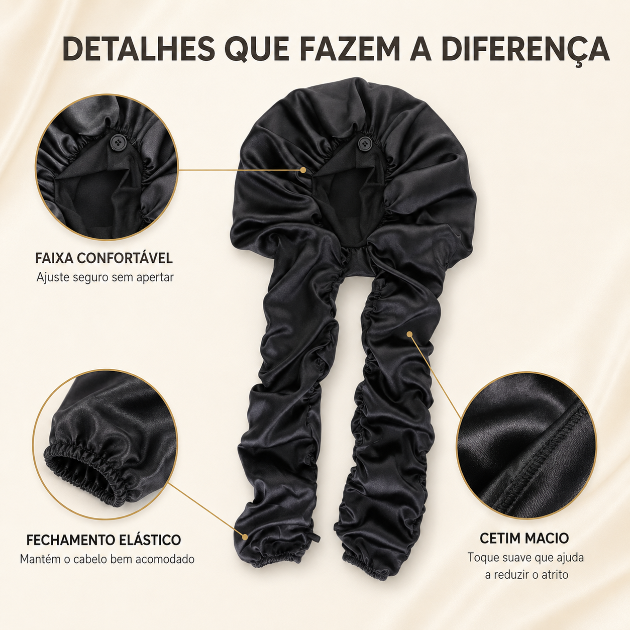 Touca de Cetim Proteção Total