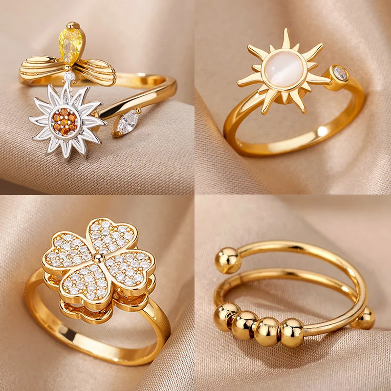 Anel Giratório Anti-Stress - Banhados em ouro 18k ou platina
