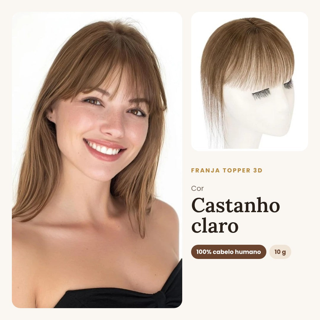 Franja Topper 3D na cor Castanho claro