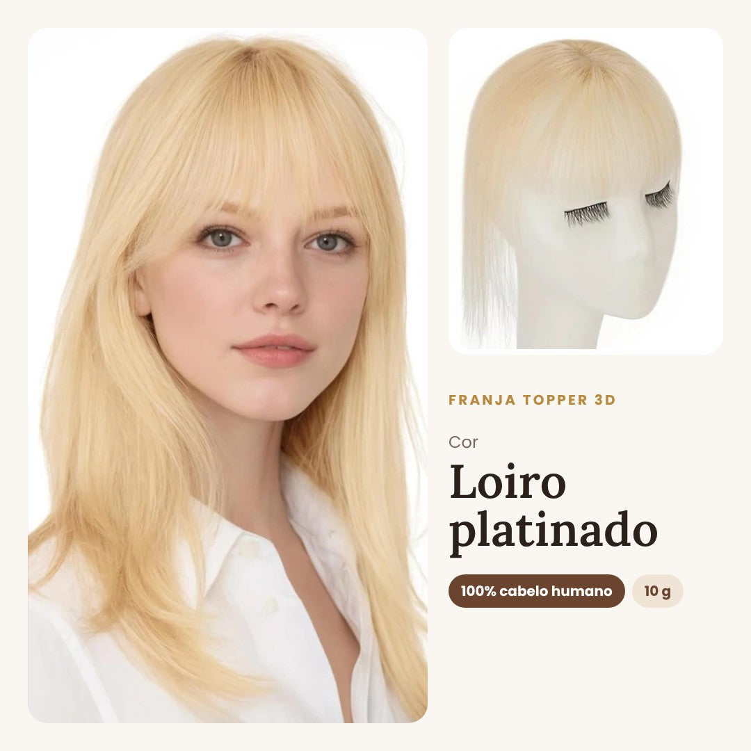 Franja Topper 3D na cor Loiro platinado